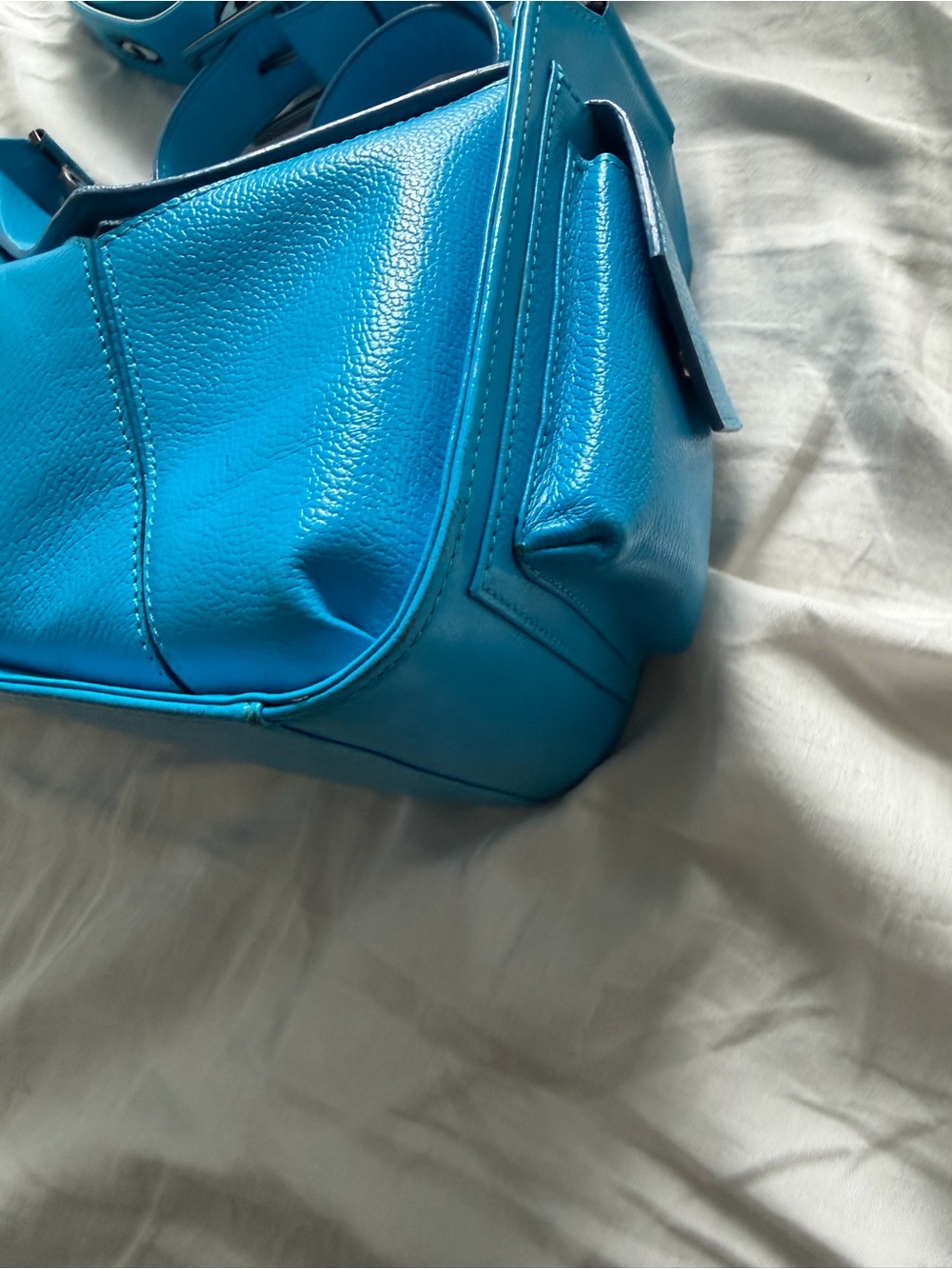 Blue Houston Eye-Embellished Leather Shoulder Bag Min & Mon with extra strap - Picture 3 of 8
